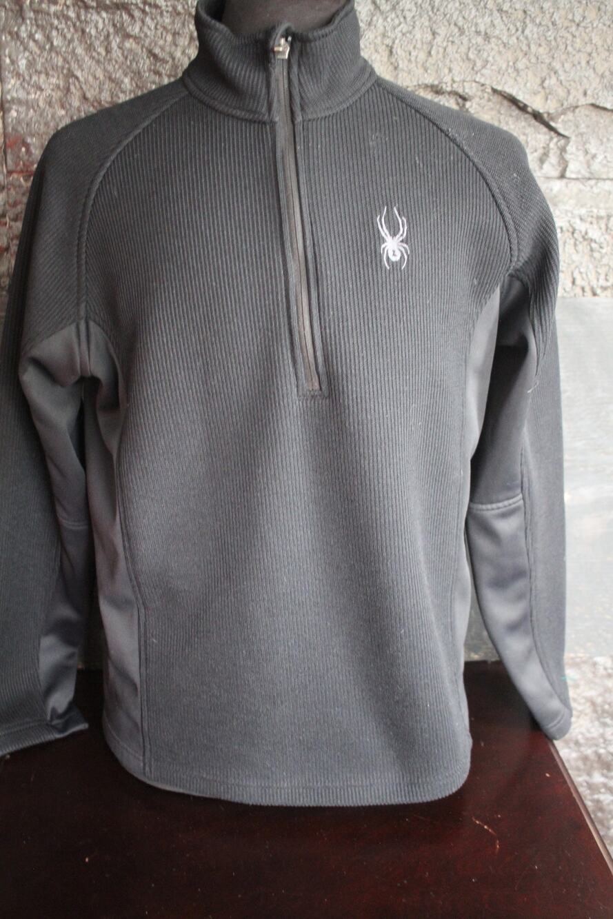 Spyder Core Sweater Mens Medium Black 1/4 Zip Fleece Lined Performance Pullover